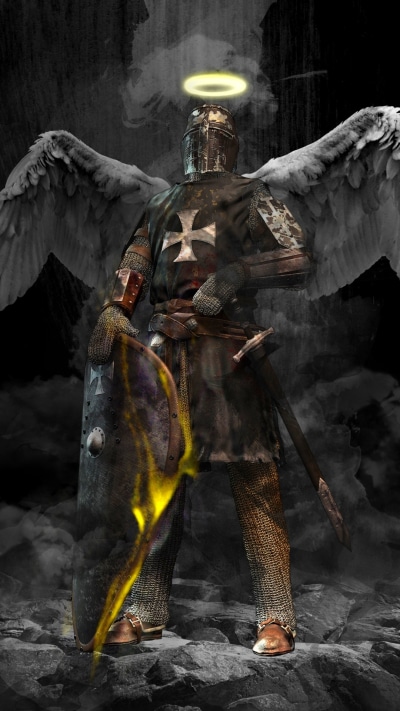 Fantasy Knight, Warrior, Shield, Wings, Sword, 1080x1920