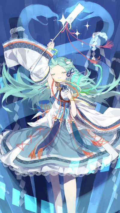 Anime Touhou, Long Hair, Dress, Sanae Kochiya, Green Hair, 1080x1920