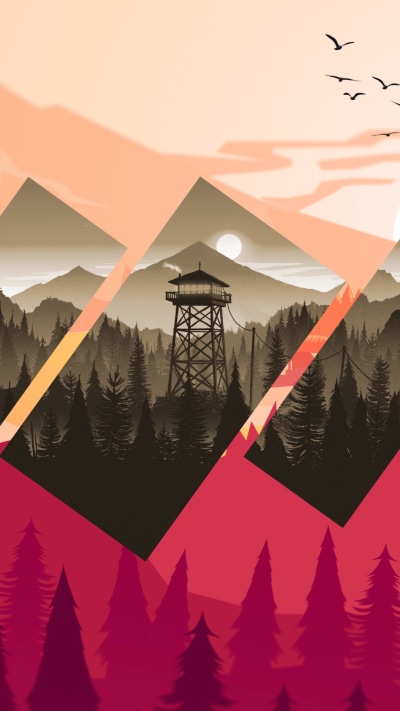 Video Game Firewatch, Mountain, Rectangle, Polyscape, 1080x1920