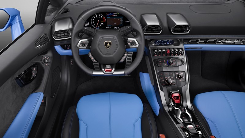 Lamborghini Huracan LP610-4 Spyder, interior, supercar, blue, luxury cars, sports car, test drive