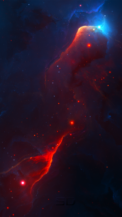 Sci Fi Nebula, Space, Stars, Blue, 1080x1920
