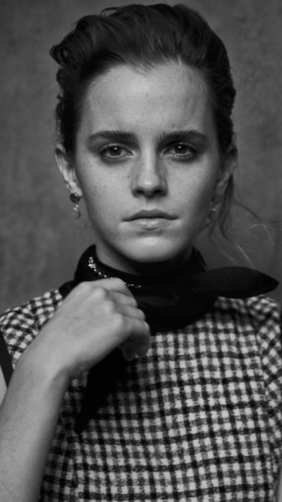Celebrity Emma Watson, Black and White, English, Actress, 1080x1920