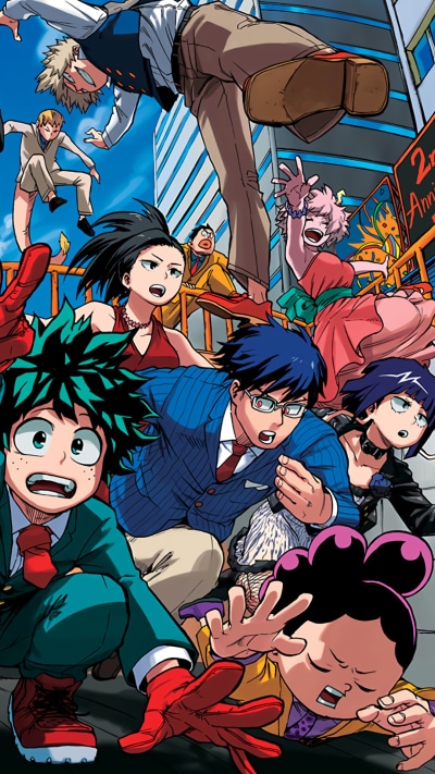 Anime My Hero Academia, All Might, Fumikage Tokoyami, Eijiro Kirishima, Denki Kaminari, Hanta Sero, 1080x1920