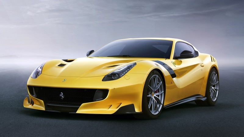 Ferrari F12 TDF, yellow, sport car