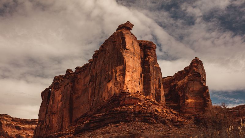 canyon, rock, sky, cave, 4k