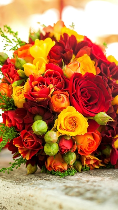 Man Made Flower, Colorful, Red Flower, Yellow Flower, Bouquet, Colors, 1080x1920