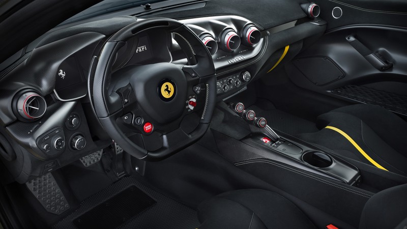 Ferrari, yellow, interier, sport car