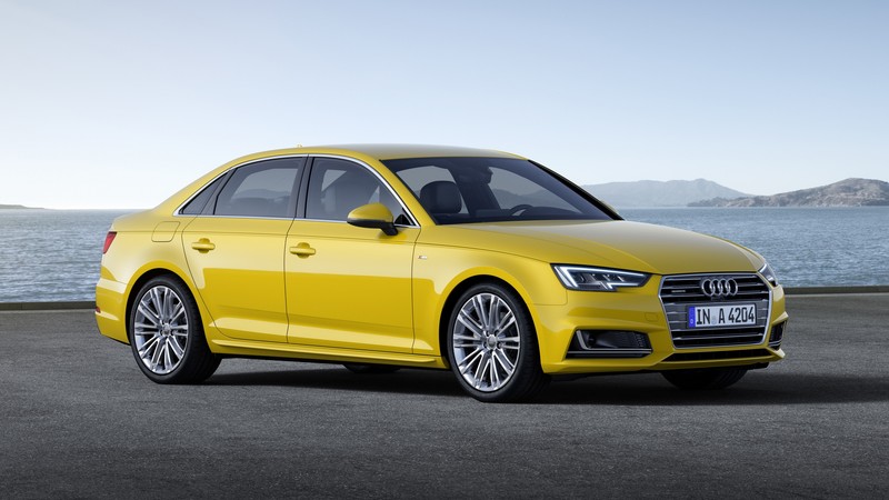 Audi-A4, yellow, Frankfurt 2015