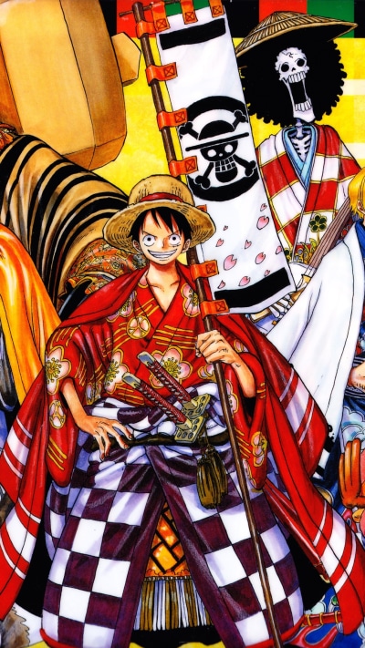 Anime One Piece, Monkey D. Luffy, Japanese Clothes, 1080x1920