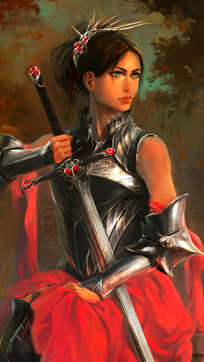 Fantasy Women Warrior, Sword, Brown Hair, Fantasy, Armor, Woman Warrior ...