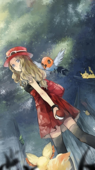 Anime Pokémon, Fennekin (Pokémon), Serena (Pokémon), Metapod (Pokémon), 1080x1920