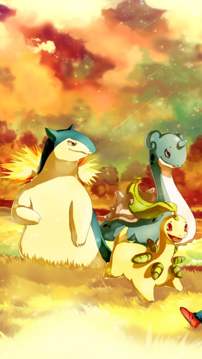 Anime Pokémon, Typhlosion (Pokemon), Bayleef (Pokémon), Lapras (Pokémon), 1080x1920