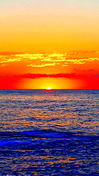 Earth Sunset, Sky, Sea, Ocean, Blue, Orange (Color), 1080x1920