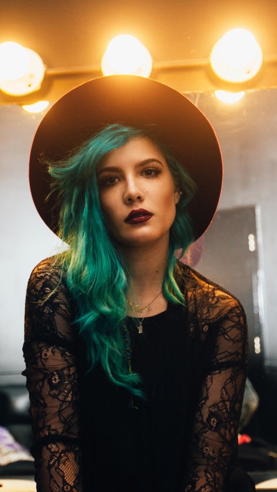 Music Halsey, Halsey (Singer), Singer, Hat, Lipstick, Blue Hair, 1080x1920