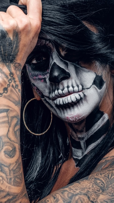 Women Tattoo, Earrings, Sugar Skull, 1080x1920