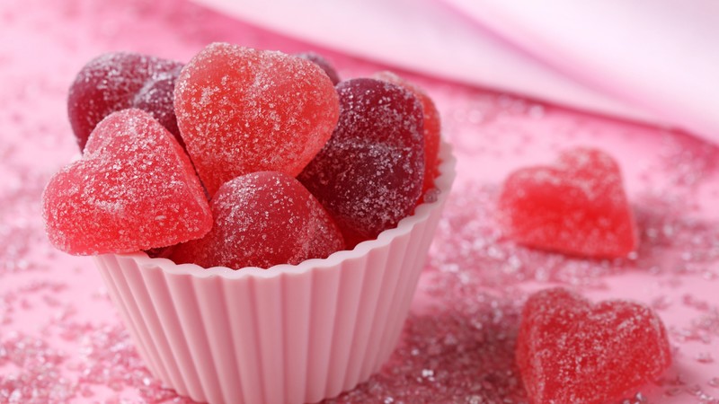 Gummies hearts, sugar, pink