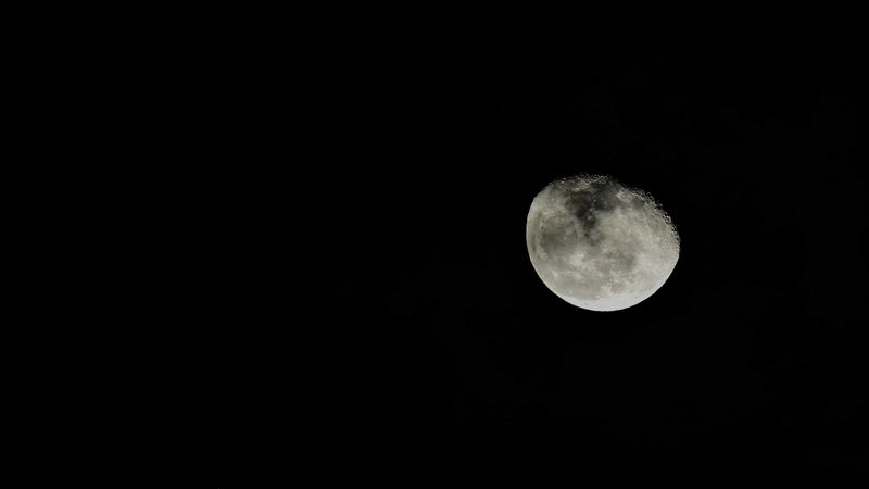 moon, night, black, space, 4k