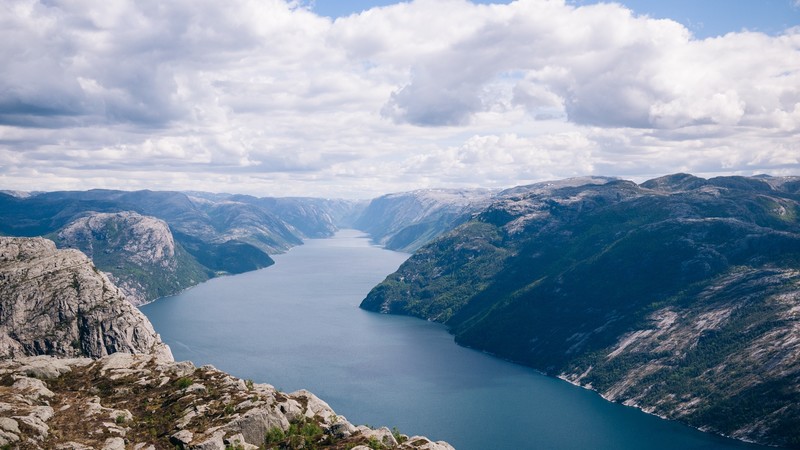 Norway, 4K, river, mountains, clouds
