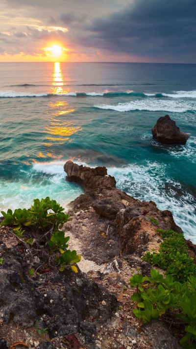 Earth Ocean, Sunset, Horizon, Indonesia, Coastline, Sea, 1080x1920