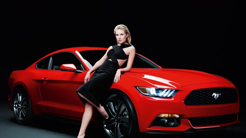 Ford Mustang, Sienna Miller, girl, red, coupe.