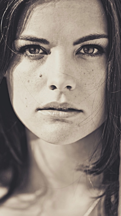 Celebrity Jaimie Alexander, Model, Monochrome, Face, Actress, 1080x1920