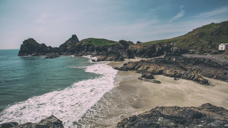 Kynance Cove, 4k, Lizard peninsula, Cornwall, England, bay, shore, rocks