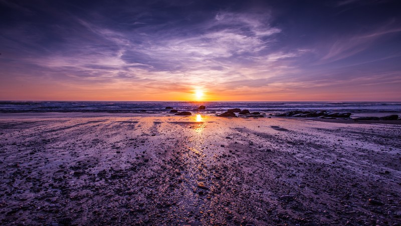 Atlantic ocean, 4K, Cornwall, England, shore, sunset, clouds