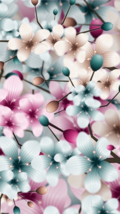 Artistic Flower, Pink, White, 1080x1920