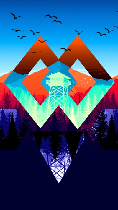 Video Game Firewatch, Mountain, Polyscape, 1080x1920
