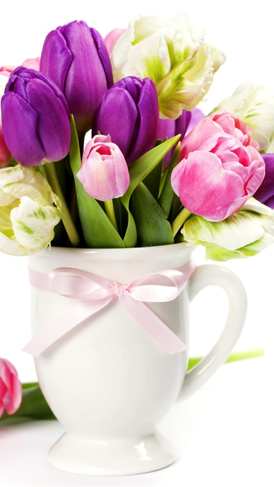 Man Made Flower, Tulip, Pink Flower, Vase, Purple Flower, 1080x1920