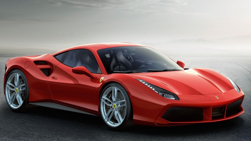 Ferrari 488 GTB, coupe, supercar, red.