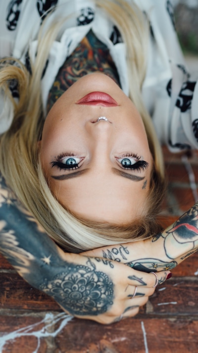 Women Tattoo, Model, Blonde, Blue Eyes, 1080x1920