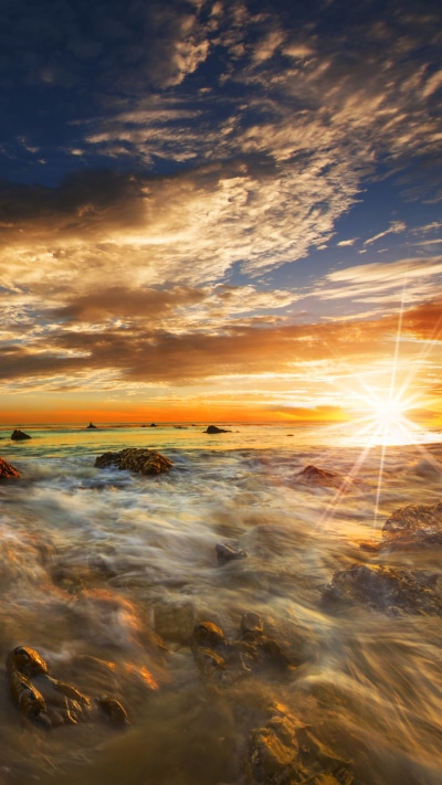 Earth Sunset, Horizon, Sea, Ocean, Beach, Malibu, 1080x1920