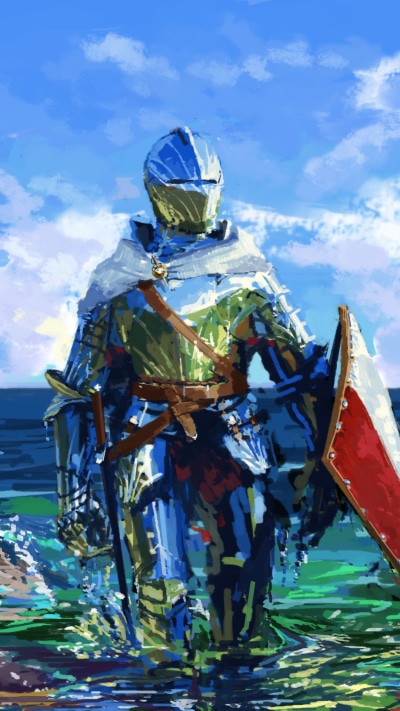 Fantasy Knight, Horizon, Armor, Shield, Warrior, 1080x1920