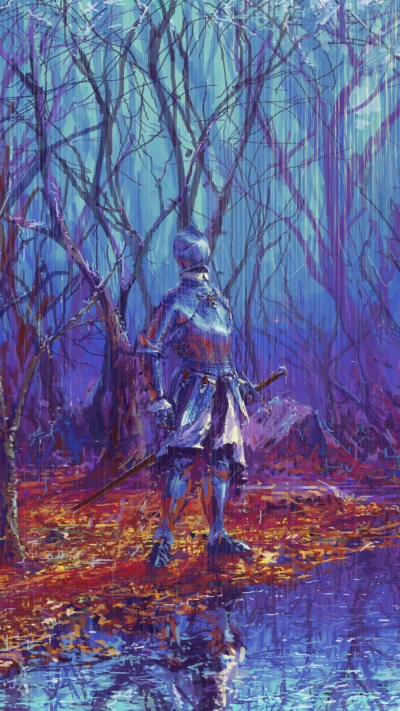 Fantasy Knight, Rain, Armor, Stream, Forest, Warrior, 1080x1920