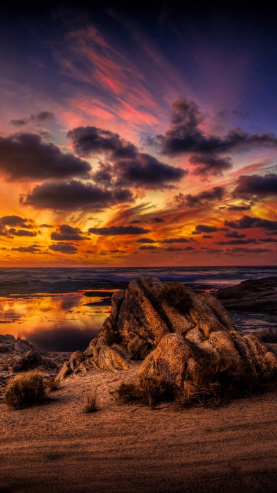 Earth Sunset, Beach, Horizon, Sky, Ocean, Sea, 1080x1920