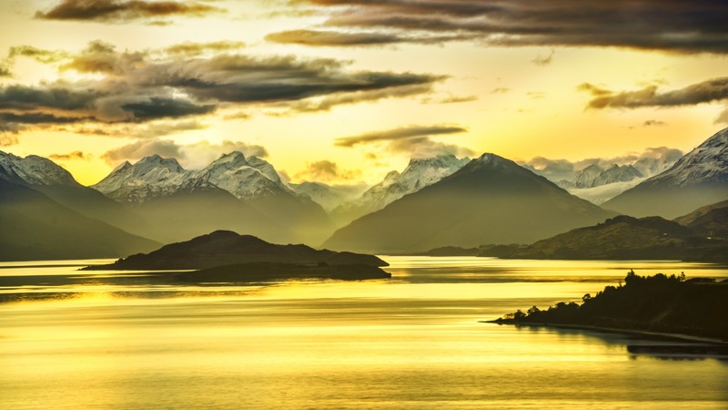 New Zealand, 4K, Mountains, lake, sunset
