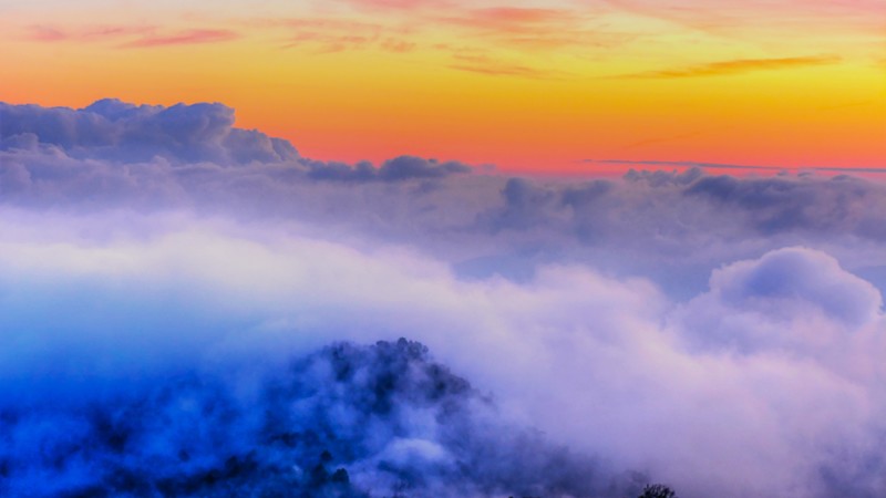 Alps, 4k, France, sunset, clouds