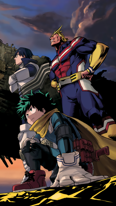 Anime My Hero Academia, Shoto Todoroki, Ochaco Uraraka, All Might, Izuku Midoriya, Tenya Iida, 1080x1920
