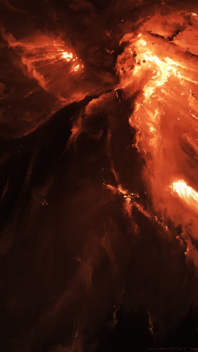 Sci Fi Nebula, Painting, Sci Fi, Orange (Color), Space, 1080x1920