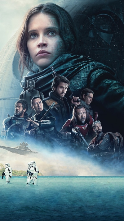Movie Rogue One: A Star Wars Story, Stormtrooper, Felicity Jones, AT-AT Walker, 1080x1920