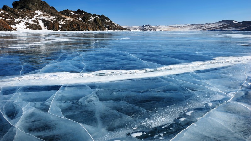 Baikal, 4k, ice, lake, mountains