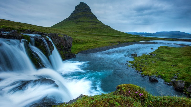 Snæfellsnes, 4K, Iceland, waterfall, hills, river,