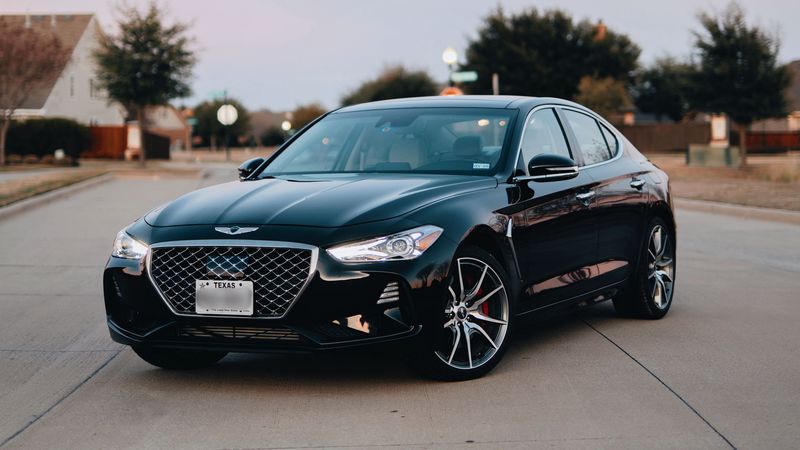 car, front view, black, street, 4k
