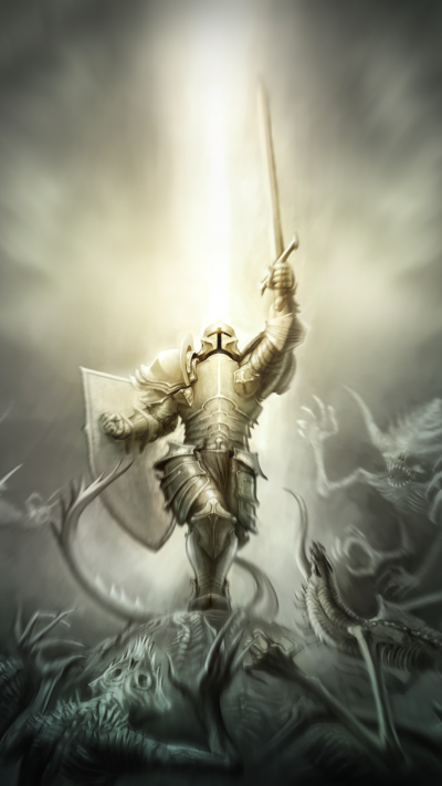 Fantasy Knight, Shield, Warrior, Demon, Sword, Armor, 1080x1920