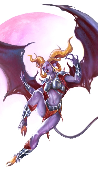 Fantasy Demon, Fantasy, Horns, Wings, Moon, 1080x1920