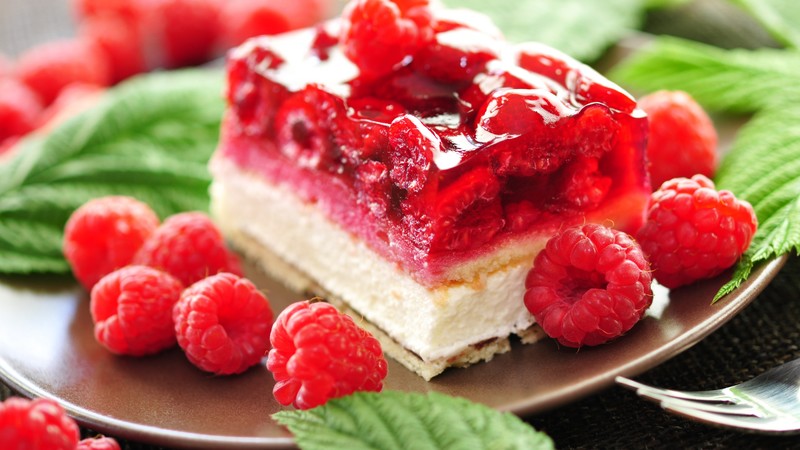 cake, Saffle, jelly, raspberry, mint