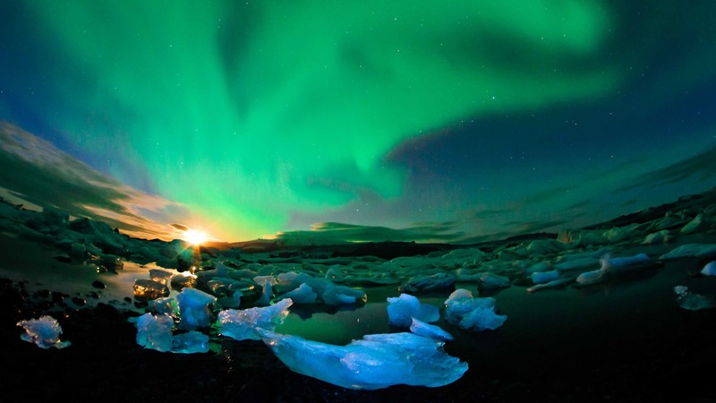 Iceland, 4k, northern lights, sky, ice