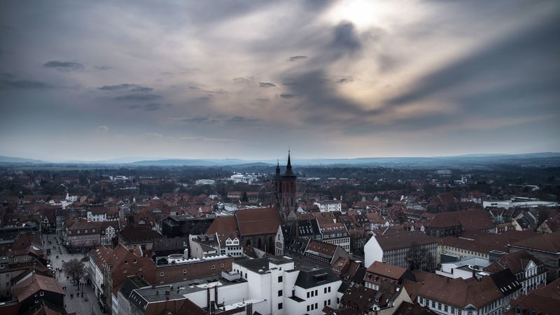 city, buildings, tower, horizon, 4k