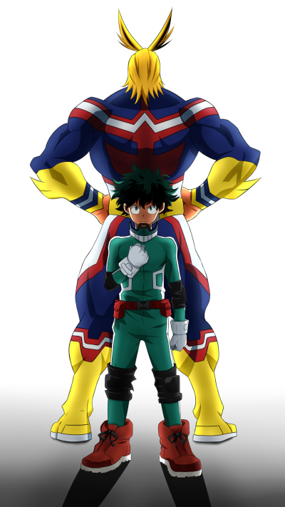 Anime My Hero Academia, Izuku Midoriya, All Might, 1080x1920
